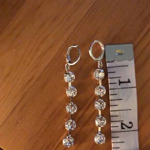 Silver Crystal Drop Earrings - Picture 7 of 15